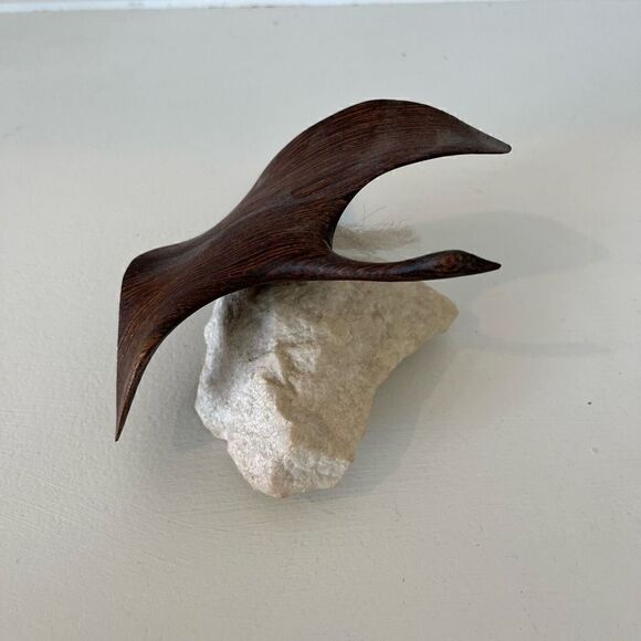 Carl Hoselton Signed Wenge Wood Goose Sculpture Canada - Picture 2 of 6